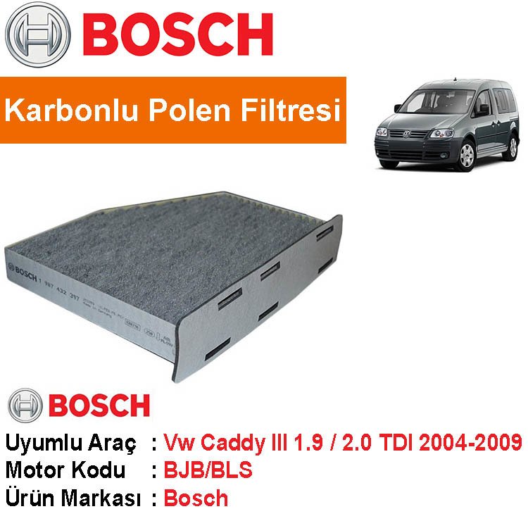VW Caddy 3 1.9 / 2.0 TDI Karbonlu Polen Filtresi 2004-2010 Bosch