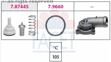 VW LEON 1.4 TSI CAXC 07→ TERMOSTAT 105°C 03C121110P Facet