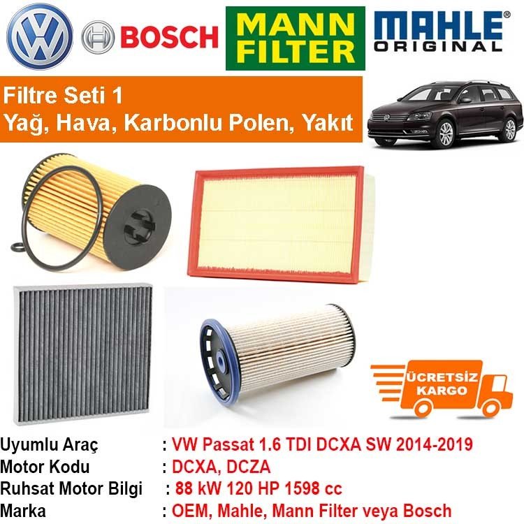 Volkswagen Passat SW 1.6 TDI DCXA 2014 - Filtre Bakım Seti ORJNL