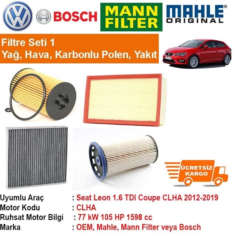 Seat Leon SC 1.6 TDI CLHA 2013 - Filtre Bakım Seti ORJİNAL