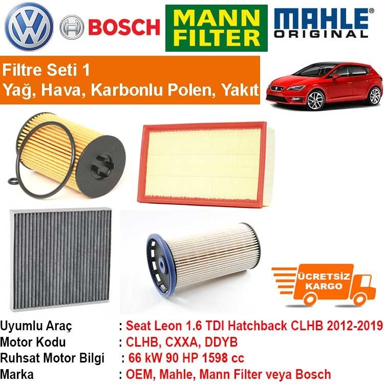 Seat Leon 1.6 TDI CLHB 2012 - Filtre Bakım Seti ORJİNAL