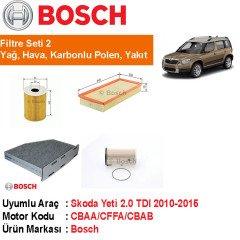 Skoda Yeti 2.0 TDI Filtre Bakım Seti 2010-2015 [Bosch]402006