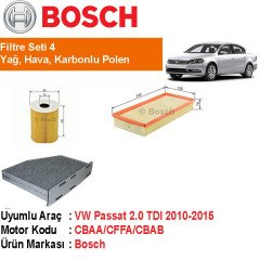 VW Passat 2.0 TDI Filtre Bakım Seti 2010-2015 [Bosch]402809