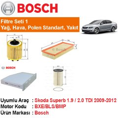 Skoda Superb 1.9 / 2.0 TDI Filtre Bakım Seti 2009-2012 [Bosch]