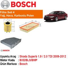 Skoda Superb 1.9 / 2.0 TDI Filtre Bakım Seti 2009-2012 [Bosch]