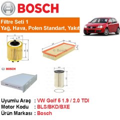 VW Golf 5 1.9 / 2.0 TDI Filtre Bakım Seti 2004-2009 [Bosch]