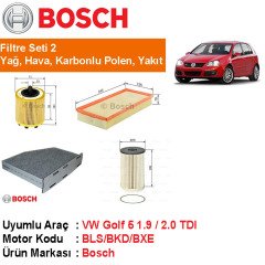 VW Golf 5 1.9 / 2.0 TDI Filtre Bakım Seti 2004-2009 [Bosch]