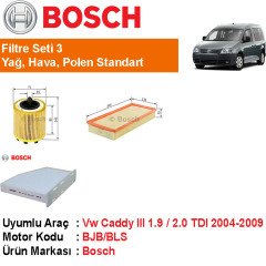 VW Caddy 3 1.9 / 2.0 TDI Filtre Bakım Seti 2004-2010 [Bosch]