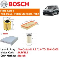VW Caddy 3 1.9 / 2.0 TDI Filtre Bakım Seti 2004-2010 [Bosch]