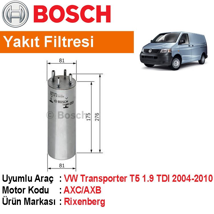VW Transporter T5 1.9 TDI Yakıt Filtresi 2004-2010 [Bosch]906467