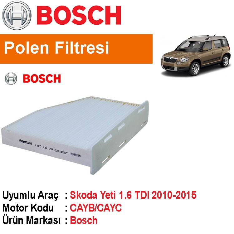 Skoda Yeti 1.6 TDI Polen Filtresi 2010-2015 [Bosch]