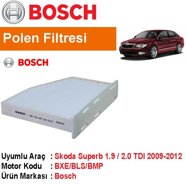 Skoda Superb 1.9 / 2.0 TDI Polen Filtresi 2009-2012 [Bosch]
