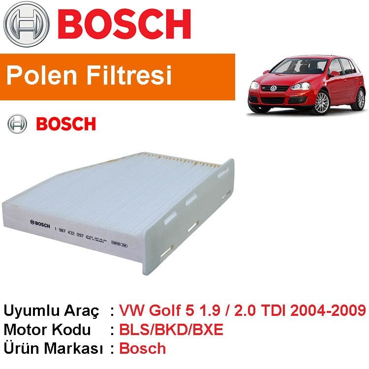 VW Golf 5 1.9 / 2.0 TDI Polen Filtresi 2004-2009 [Bosch]