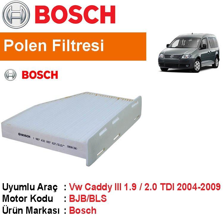 VW Caddy 3 1.9 / 2.0 TDI Polen Filtresi 2004-2010 [Bosch]