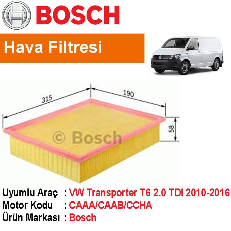 VW Transporter T6 2.0 TDI Hava Filtresi 2010-2016 [Bosch]