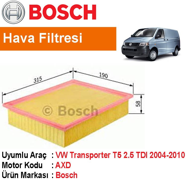 VW Transporter T5 2,5 TDI Hava Filtresi 2004-2010 [Bosch]