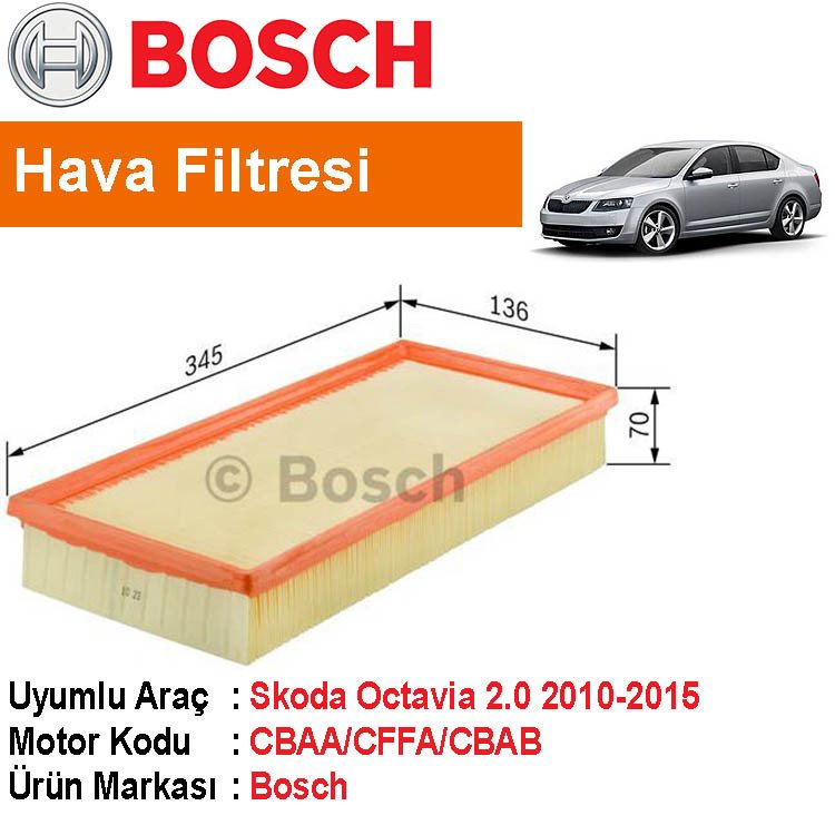 Skoda Octavia 2.0 TDI Hava Filtresi 2010-2015 [Bosch]