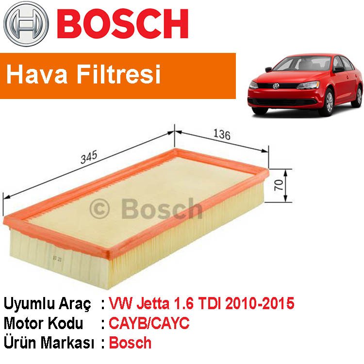 VW Jetta 1.6 TDI Hava Filtresi 2010-2015 [Bosch]
