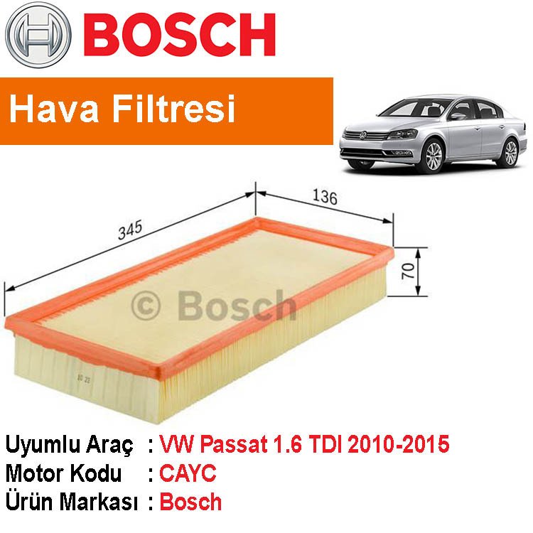 VW Passat 1.6 TDI Hava Filtresi 2010-2015 [Bosch]