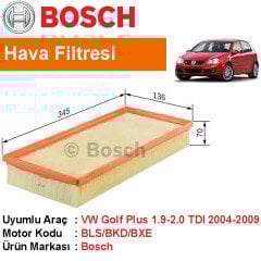 VW Golf Plus 1.9 / 2.0 TDI Hava Filtresi 2004-2009 [Bosch]