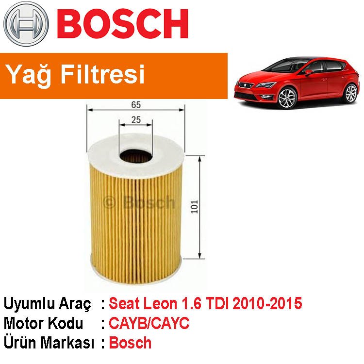 Seat Leon 1.6 TDI Yağ Filtresi 2010-2015 [Bosch]