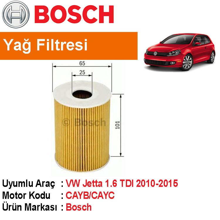 VW Jetta 1.6 TDI Yağ Filtresi 2010-2015 [Bosch]