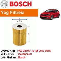 VW Golf 6 1.6 TDI Yağ Filtresi 2010-2015 [Bosch]