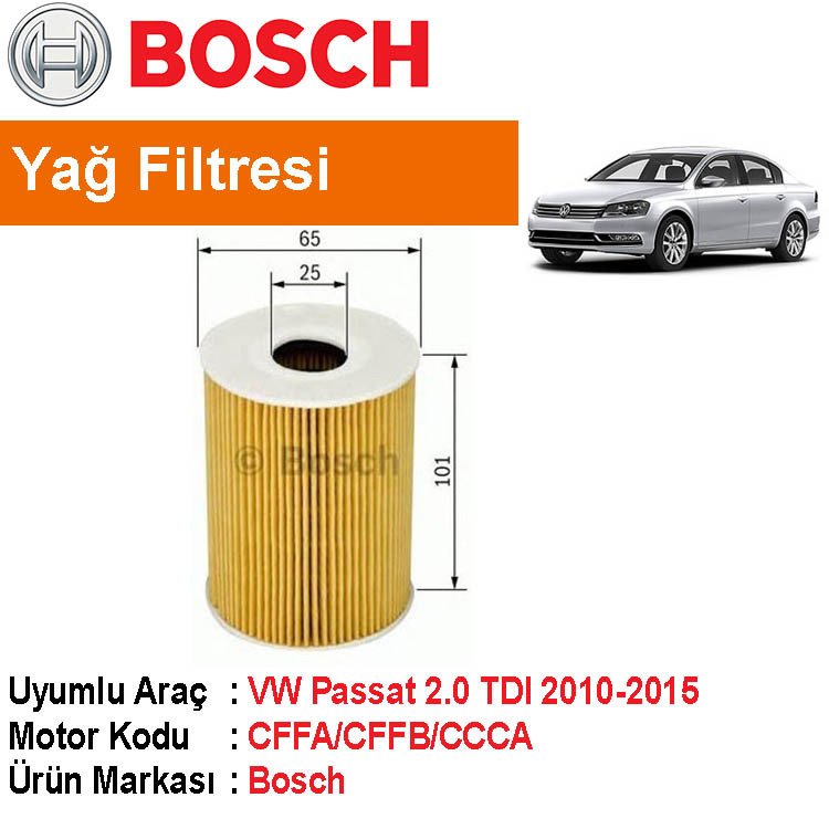VW Passat 2.0 TDI Yağ Filtresi 2010-2015 [Bosch]
