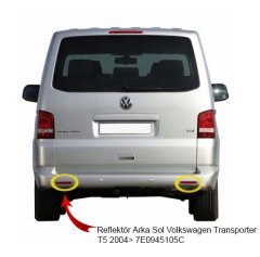 VW Volkswagen Transporter T5 2004→ Sol Arka Reflektör 7E0945105C
