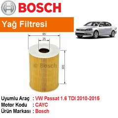 VW Passat 1.6 TDI Yağ Filtresi 2010-2015 [Bosch]