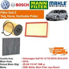 Volkswagen Golf 7 1.6 TDI DDYA 2016 - Filtre Bakım Seti ORJİNL