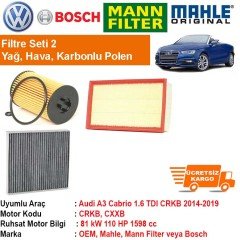 Audi A3 Cabrio 1.6 TDI CRKB 2014 - Filtre Bakım Seti ORJİNAL