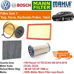 Volkswagen Passat SW 1.6 TDI DCXA 2014 - Filtre Bakım Seti ORJNL
