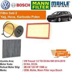 Volkswagen Passat SW 1.6 TDI DCXA 2014 - Filtre Bakım Seti ORJNL
