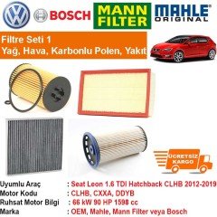 Seat Leon 1.6 TDI CLHB 2012 - Filtre Bakım Seti ORJİNAL