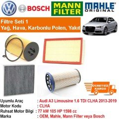 Audi A3 Limousine 1.6 TDI CLHA 2013 - Filtre Bakım Seti ORJİNAL
