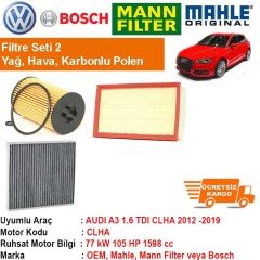 Audi A3 1.6 TDI CLHA 2012 - Filtre Bakım Seti ORJİNAL